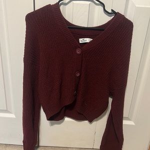 burgundy knit button sweater
